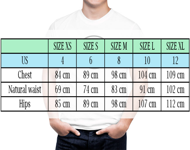 Size chart for men